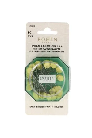 Bohin, Spilli con Testa a Fiore per Patchwork e Quilting, colore giallo da 0,65 mm - 50pz Offerta Speciale