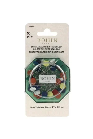 Più Venduto Bohin, Spilli con Testa a Fiore per Patchwork e Quilting, colori assortiti da 0,65 mm - 50pz