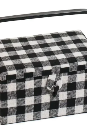 Scatola da Cucito Media - Monochrome Gingham Direttamente Dal Produttore