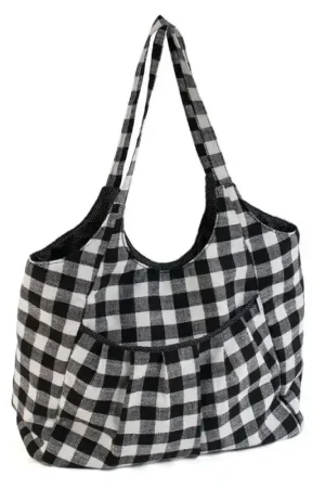 Tote Bag Porta Lavoro - Monochrome Gingham Offerta Limitata