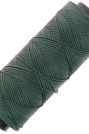 Ultimissimo Modello Fil plat en polyester ciré - Slam Cord pour micro macramé 1 mm - Vert foncé x100m