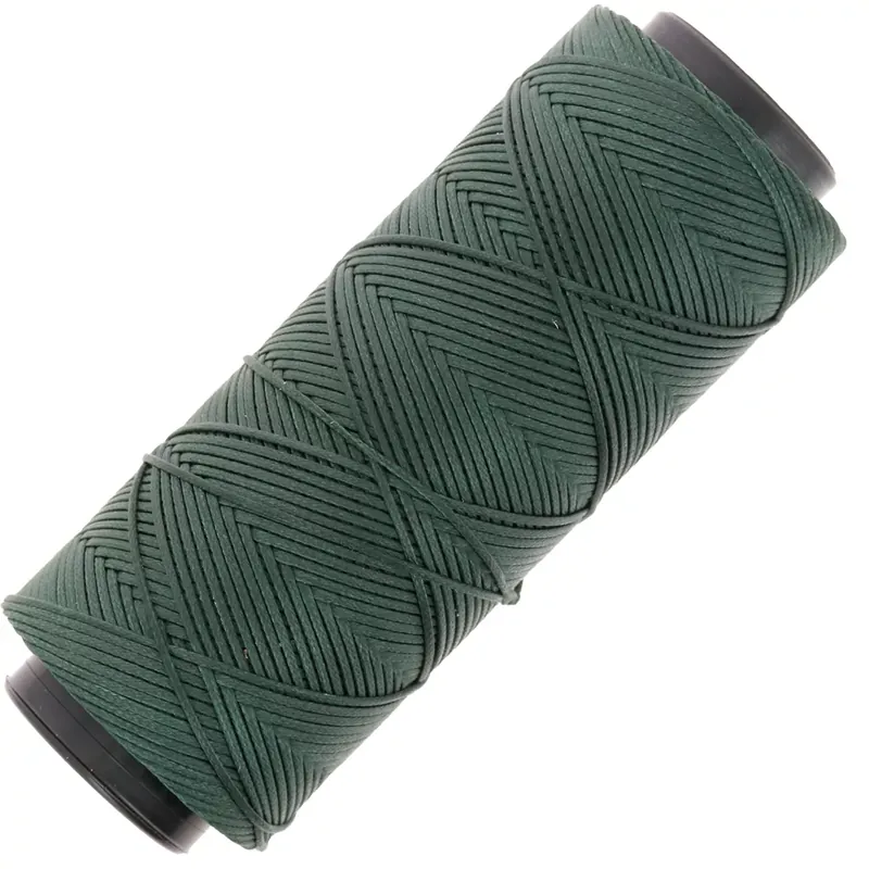 Ultimissimo Modello Fil plat en polyester ciré - Slam Cord pour micro macramé 1 mm - Vert foncé x100m