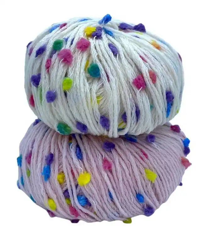 Spedito Oggi Lana Smile pon pon multicolor bouclè mafil 50 gr ferri 4 4,5