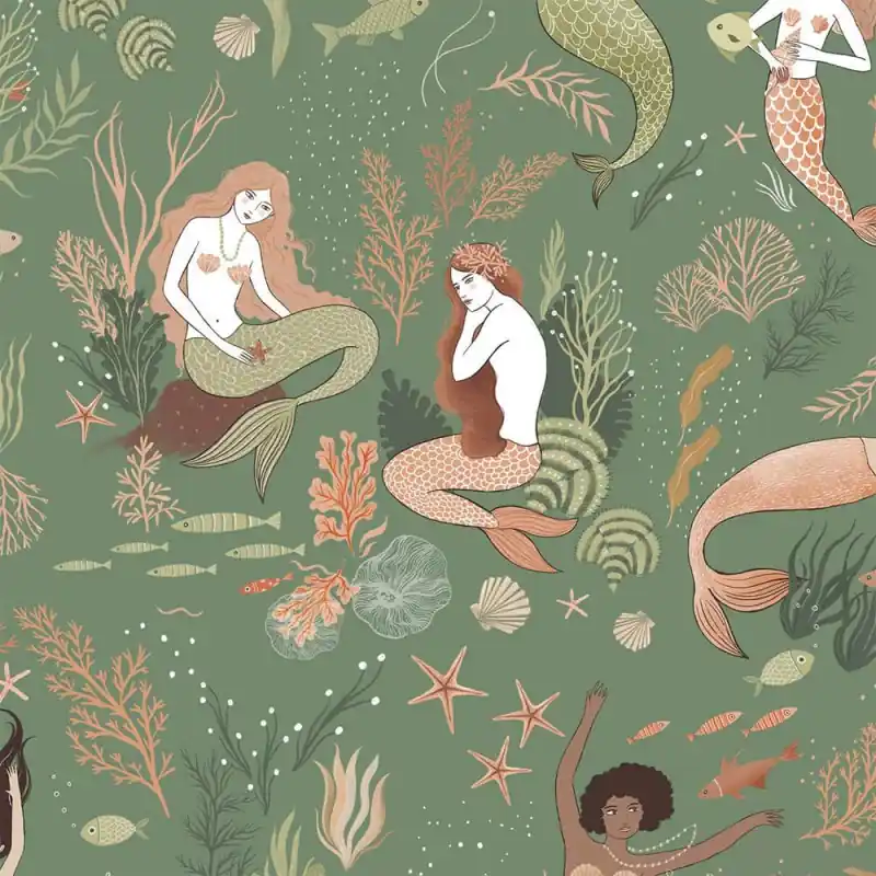 Nuova Collezione Tessuto Popeline Katia - Coral Mermaids