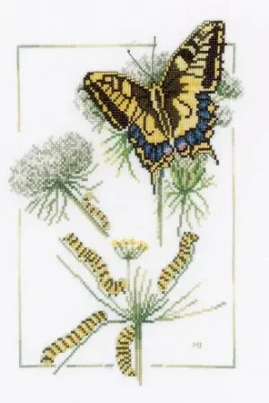Novità kit ricamo a punto croce - Da bruco a farfalla - Aida - Lanarte