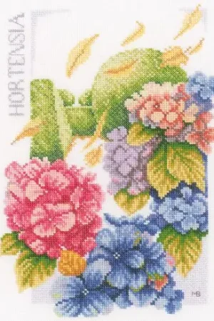 Sconto kit ricamo a punto croce - La potenza dell'ortensia - Lanarte