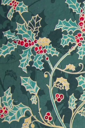 Compra Online Tessuto Popeline Katia - Xmas Holly Green