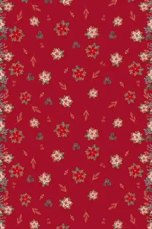 Tessuto Popeline Katia - Xmas Poinsettia Placed Offerta Del Giorno