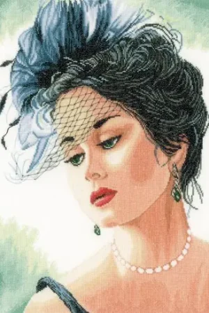 Reso Gratuito kit ricamo a punto croce - Donna al cappello - Lanarte