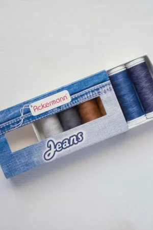Set di 6 filati per cucire jeans misto cotone da 120m - Ackermann Jeans 80 Esclusivo
