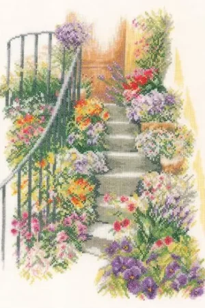 Prezzo Ridotto kit ricamo a punto croce - Scala fiorita - Lanarte