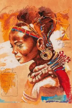 Novità kit ricamo a punto croce - Donna africana - Lanarte