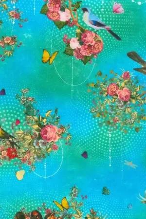 Tessuto in Cotone - Birds. Enchanted Aviary - Robert Kaufman Offerta