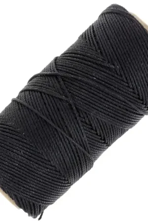 Occasione Imperdibile Bobine de fil ciré Linhasita pour micro macramé 1.5 mm - Black (PRETO) x116m
