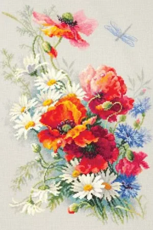 kit ricamo a punto croce - Papaveri e margherite - Magic Needle Solo Oggi