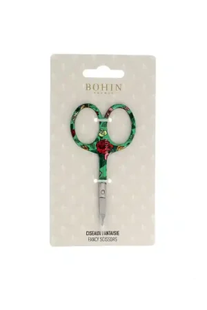 Forbicine da ricamo con manico Verde fiorato, collezione Blossom - Bohin Occasione