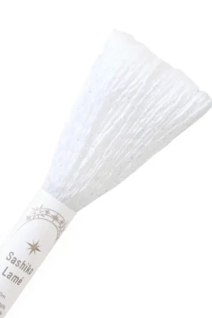 Esclusivo Filo per Sashiko Lamé 40m, Bianco Ottico e Argento