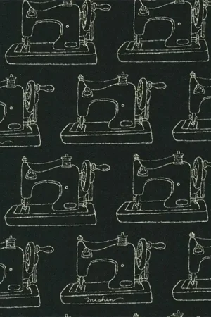 Tessuto in Cotone e Lino - Sewing Machines - Robert Kaufman Offerta