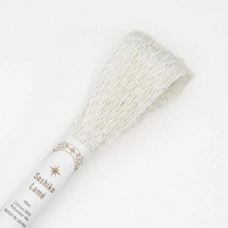 Spedizione Espresso Filo per Sashiko Lamé 40m, Bianco Latte e Argento