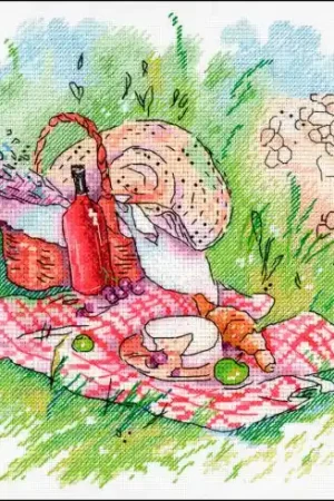 Offerta kit ricamo a punto croce - Picnic sull'erba - Aquarelle by MP Studia