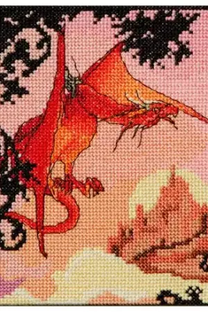 kit ricamo a punto croce - Il drago rosso - Nimuë fée main Offerta Limitata