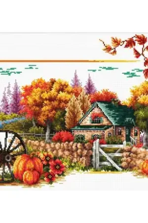 kit ricamo a punto croce - Fattoria di autunno - Needleart World Spedito Oggi