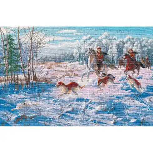 kit ricamo a punto croce - Caccia invernale - Oven Bestseller