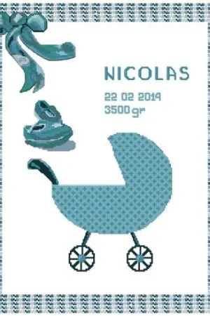 Esclusivo kit ricamo a punto croce - Benvenuto blu - Luc Créations