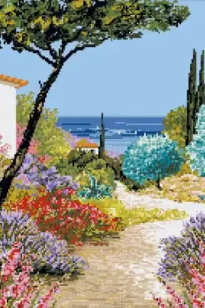 kit ricamo a punto croce - Il sentiero del mare - Luc Créations Spedizione Espresso