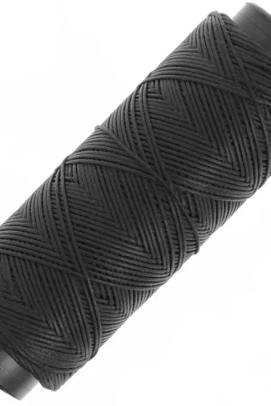 Promozione Esclusiva Fil plat en polyester ciré - Slam Cord pour micro macramé 0.8 mm - Noir x100m