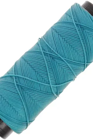 Miglior Prezzo Fil plat en polyester ciré - Slam Cord pour micro macramé 0.8 mm - Turquoise x100m