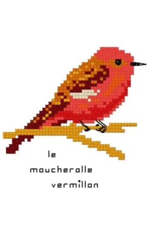 kit ricamo a punto croce - Il moucherolle vermiglio - La planète mauve Ultima Occasione