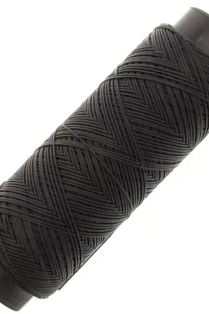 Fil plat en polyester ciré - Slam Cord pour micro macramé 0.6 mm - Noir x100m Offerta