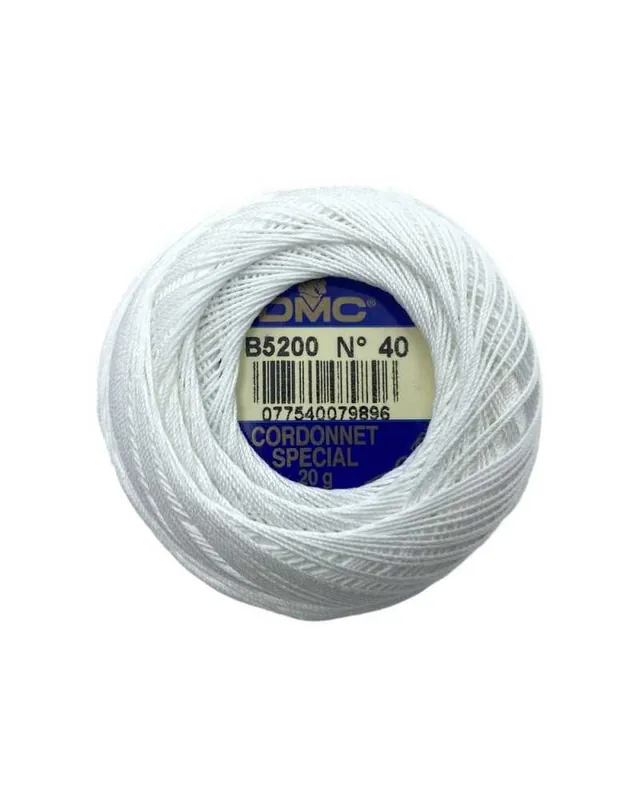 Cordonet Special B5200 N° 40 DMC Bianco 20 Grammi Filo Uncinetto Super Prezzo