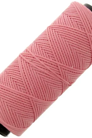 Saldi Fil plat en polyester ciré - Slam Cord pour micro macramé 1 mm - Rose x100m