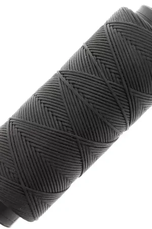 Spedito Oggi Fil plat en polyester ciré - Slam Cord pour micro macramé 1 mm - Noir x100m