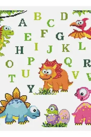 Direttamente Dal Produttore kit ricamo a punto croce - Abécédaire dinosauri - Princesse
