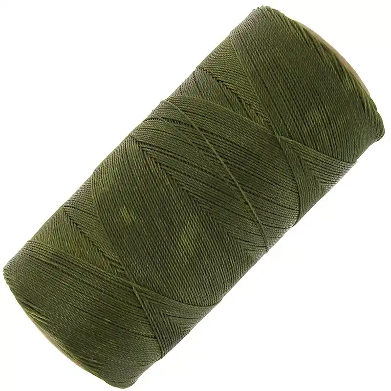 Quantità Limitata Bobine de fil ciré Linhasita pour micro macramé 0.35 mm - Olive Green (88) x448m