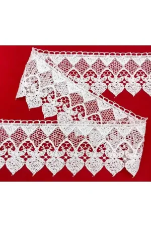 Ordina Subito Passamaneria FS Pizzo Merletto Macramè Bianco Cuore Sacro Alto 7,5 Cm