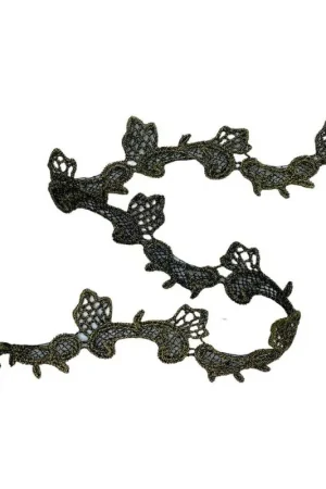 50 Cm Passamaneria Macramè Merletto Ritagliabile Pizzo Nero Smerlato Ricamo Filo Oro Lurex Alto 2,5 Cm Offerta Del Giorno