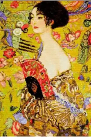Kit per ricamo a punto croce con perline - Donna con ventaglio dopo Klimt - Riolis Prezzo Basso