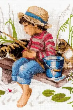 Professionale kit ricamo a punto croce - Alla pesca - Riolis