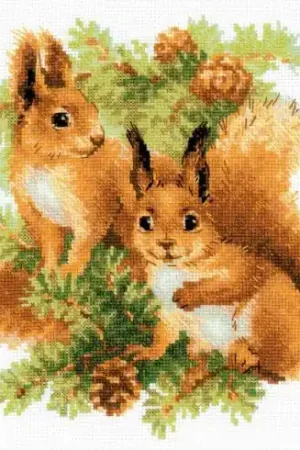 Saldi kit ricamo a punto croce - Scoiattoli - Riolis
