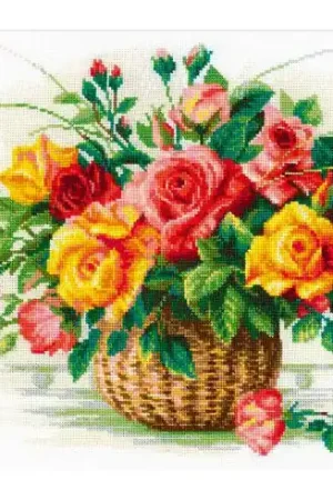 Prezzo Basso kit ricamo a punto croce - Il paniere di rose - Riolis