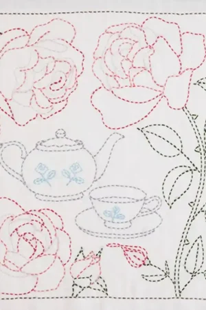 Ultime Pezzi Kit di Ricamo Sashiko - England. Tea Time Surrounded by Roses - Tulip