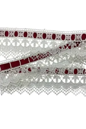 Solo Oggi Passamaneria Macramè Pizzo Panna Punta Passanastro Nastro Raso Fiore Alto 8,5 Cm