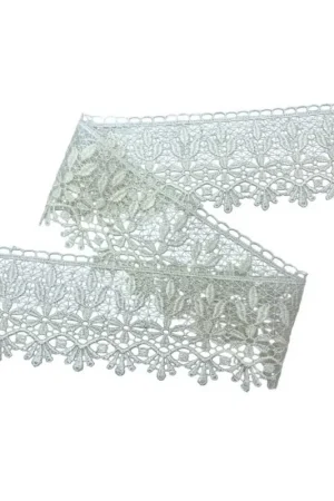 Di Tendenza Passamaneria Merletto Pizzo Macramè Panna Punta Alto 7,5 Cm