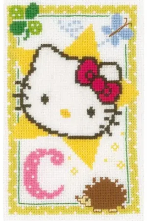 kit ricamo a punto croce - Hello Kitty lettera c - Vervaco Prezzo Ridotto