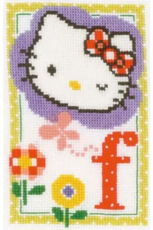 kit ricamo a punto croce - Hello kitty lettera F - Vervaco Promozione Esclusiva