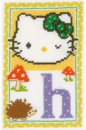 Più Venduto kit ricamo a punto croce - Hello Kitty lettera H - Vervaco